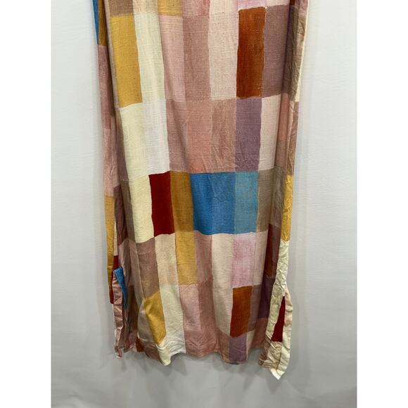 VRG GRL Womens Cate Smock Patchwork Maxi Dress Sleeveless Linen Blend Size 6 - Picture 4 of 11